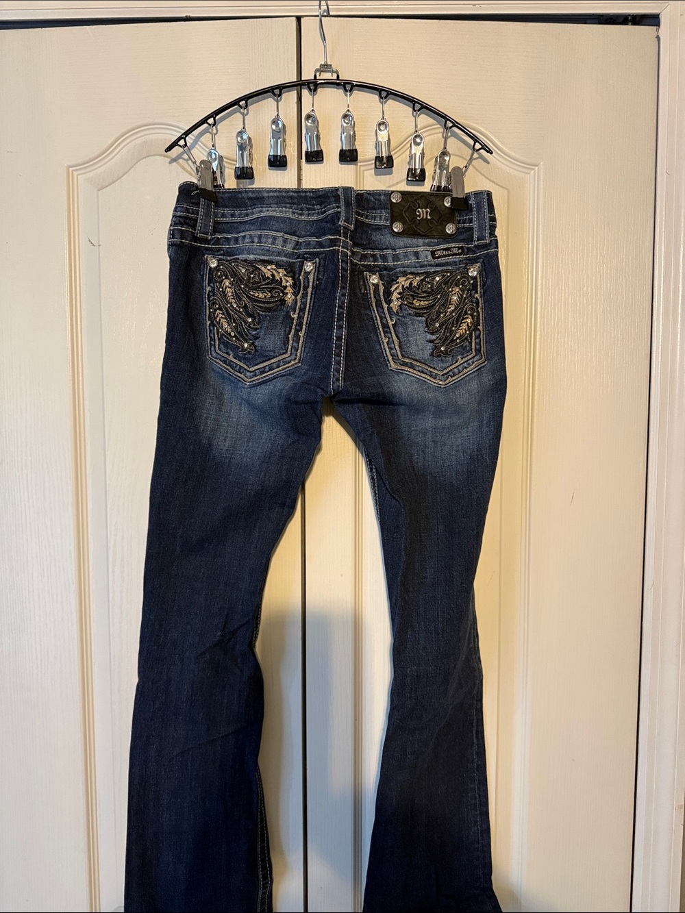 Miss Me Dark Blue Embroidered Bootcut Jeans